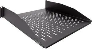 NavePoint 2U Heavy Duty, Vented Cantilever Fixed Shelf 18-Inches Deep Black