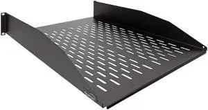 NavePoint 2U Heavy Duty, Vented Cantilever Fixed Shelf 22-Inches Deep Black
