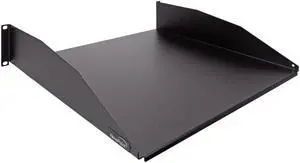 NavePoint 2U Solid Cantilever Fixed Shelf 16-Inches Deep Black