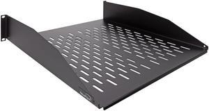 NavePoint 2U Vented Cantilever Fixed Shelf 18-Inches Deep Black