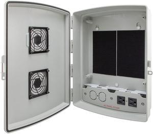 NavePoint 00406788 14x10x04 ABS Plastic Indoor IP54 NEMA 12 Enclosure, Hook & Loop Mounting, Vent Lid 120 VAC outlets, Gray