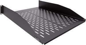 NavePoint 2U Vented Cantilever Fixed Shelf 22-Inches Deep Black