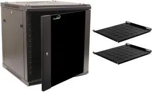 Navepoint 12U Wallmount Networking Enclosure 600mm Depth with Shelves, Fans