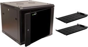 Navepoint 9U Wallmount Networking Enclosure 450mm Depth with Shelves, Fans