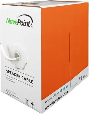 NavePoint 500ft In Wall Audio Speaker Cable Wire CL2 18/2 AWG Gauge 2 Conductor Bulk White