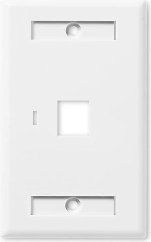 NavePoint Keystone Jack Wall Plate 1-Port, Low Profile, Single Gang, White, 10-Pack