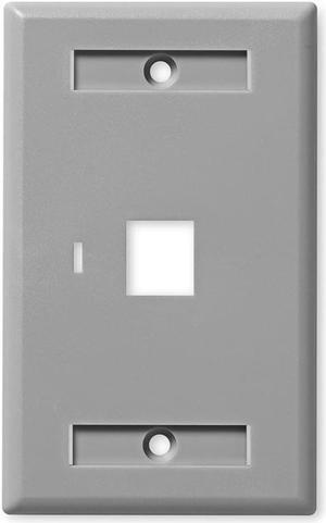NavePoint Keystone Jack Wall Plate 1-Port, Low Profile, Single Gang, Gray, 10-Pack