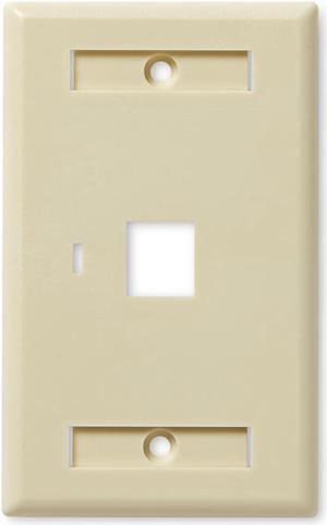 NavePoint Keystone Jack Wall Plate 1-Port, Low Profile, Single Gang, Ivory, 10-Pack