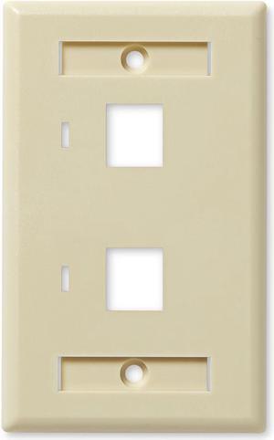 NavePoint Keystone Jack Wall Plate 2-Port, Low Profile, Single Gang, Ivory, 10-Pack