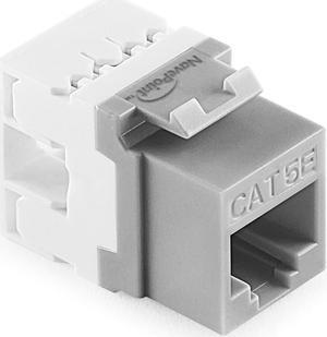 NavePoint 180 Degree Cat5e Keystone Jack, RJ45 Ethernet Connector, Type 110, Gray 25-Pack