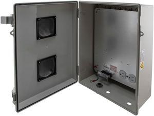 NavePoint 00406797 14x10x06 ABS Plastic Weatherproof Indoor/Outdoor IP24 NEMA 3R Enclosure, 120 VAC, Mounting Plate, Vented Lid, Gray