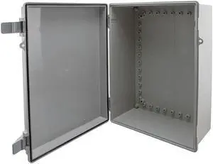 NavePoint 14x10x06 ABS Plastic Weatherproof Indoor/Outdoor IP66 NEMA 4 Enclosure, Kit bundled w/ABS Blank Mounting Plate, Gray
