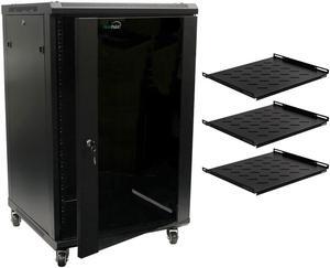 Navepoint 18U Networking Cabinet 600mm Depth - Casters, Shelves, Fans
