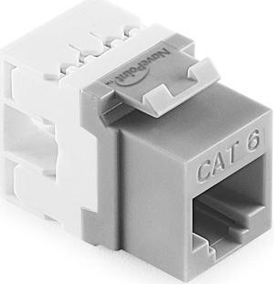 NavePoint 180 Degree Cat6 Keystone Jack, RJ45 Ethernet Connector, Type 110, Gray 25-Pack