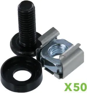 NavePoint M6 Cage Nuts & Screws for Server Shelves Cabinets - 50 Pk Rack Mount NavePoint M6 Cage Nuts & Screws for Server Shelves Cabinets - 50 Pk Rack Mount