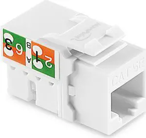NavePoint 90 Degree Cat5e Keystone Jack, RJ45 Ethernet Connector, Type 110, White 25-Pack