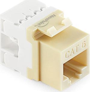 NavePoint 180 Degree Cat6 Keystone Jack, RJ45 Ethernet Connector, Type 110, Ivory 25-Pack