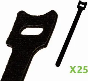 NavePoint 8 Inch Hook and Loop Reusable Strap Cable Cord Wire Ties 25 Pack Black