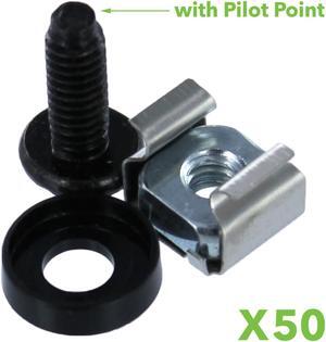 NavePoint M5 Cage Nuts & Screws for Server Shelves Cabinets - 50 Pk Rack Mount