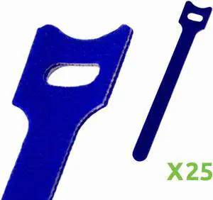NavePoint 6 Inch Hook and Loop Reusable Strap Cable Cord Wire Ties 25 Pack Blue
