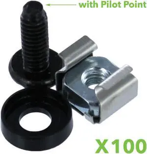 NavePoint M5 Cage Nuts & Screws for Server Shelves Cabinets - 100 Pk Rack Mount NavePoint M5 Cage Nuts & Screws for Server Shelves Cabinets - 100 Pk Rack Mount