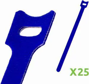 NavePoint 10 Inch Hook and Loop Reusable Strap Cable Cord Wire Ties 25 Pack Blue