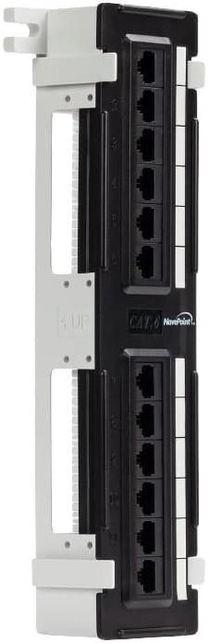 Navepoint 12-Port Cat6 UTP Unsheilded Mini Patch Panel With Wallmount Bracket Included Black