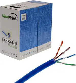 NavePoint CAT5e UTP Ethernet Network Bulk Cable - 1000 Ft Blue