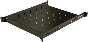 Navepoint 1U 19-Inch Fixed 4-Post Rack Mount Server Shelf With Adjustable Depth From 18 - 29" Black