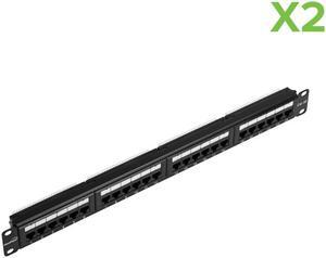 Navepoint 24-Port Cat5E UTP Unshielded Patch Panel For 19-Inch Wallmount Or Rackmount Ethernet Network 1U Black 2-pack