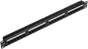 Navepoint 24-Port Cat5E UTP Unshielded Patch Panel For 19-Inch Wallmount Or Rackmount Ethernet Network 1U Black