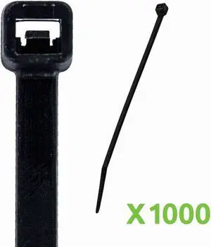 NavePoint 12 Inch Nylon UV Resistant Cable Wire Zip Tie 120 lbs - Black 1000 Pack Lot Pcs Qty
