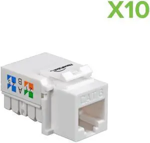 NavePoint CAT6 Ethernet Keystone Adapter Right Angle White 10-pack
