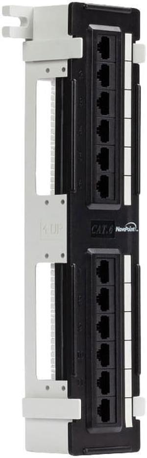Navepoint 12-Port Cat6 UTP Unsheilded Mini Patch Panel With Wallmount Bracket Included Black 3-pack