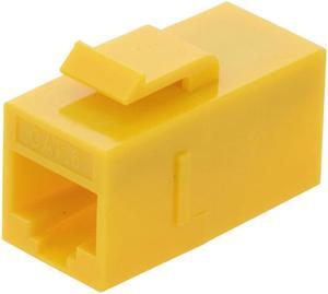 NavePoint CAT6 UTP Inline Keystone Coupler, RJ45 Female to RJ45 Female, Snap-In, 25 pack, Yellow