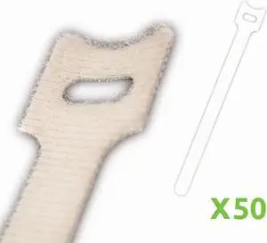 NavePoint 10 Inch Hook and Loop Reusable Strap Cable Cord Wire Ties 50 Pack White