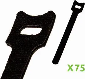 NavePoint 6 Inch Hook and Loop Reusable Strap Cable Cord Wire Ties 75 Pack Black