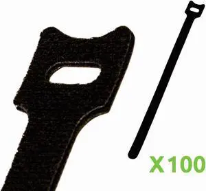 NavePoint 10 Inch Hook and Loop Reusable Strap Cable Cord Wire Ties 100 Pack Black