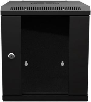 NavePoint 15.75 in Wall Mount Network Cabinet, 6U, Glass, Black