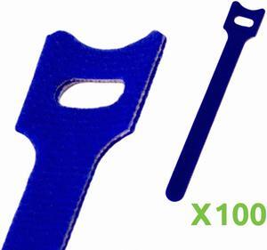 NavePoint 6 Inch Hook and Loop Reusable Strap Cable Cord Wire Ties 100 Pack Blue