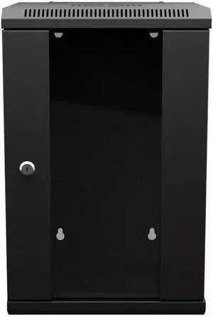 NavePoint 11.8 in Wall Mount Network Cabinet, 9U, Glass, Black