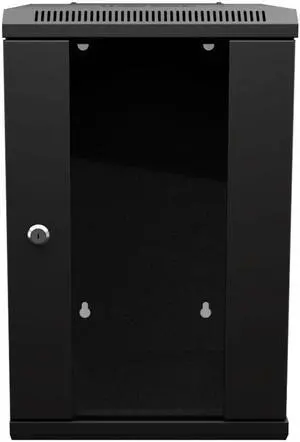 NavePoint 15.75 in Wall Mount Network Cabinet, 9U, Glass, Black