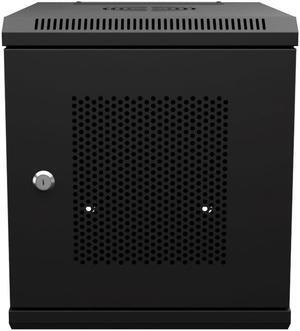 NavePoint 6U 10 Inch Network Server Cabinet, 15.75 inch Deep, Perforated Door, Black, Wall Mountable, 2 x Shelves, 1 x Blank Panel