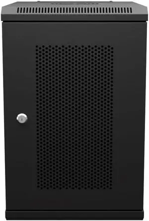 NavePoint 9U 10 Inch Network Server Cabinet, 15.75 inch Deep, Perforated Door, Black, Wall Mountable, 2 x Shelves, 1 x Blank Panel