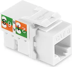 NavePoint 90 Degree Cat6 Keystone Jack, RJ45 Ethernet Connector, Type 110, White 25-Pack