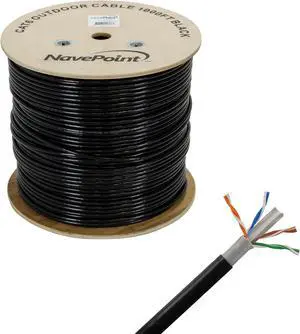 NavePoint CAT6 UTP Outdoor Direct Burial LDPE Ethernet Cable 1000 FT Black