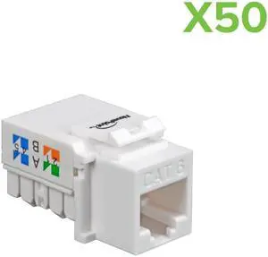 NavePoint CAT6 Ethernet Keystone Adapter Right Angle White 50-pack
