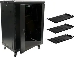 Navepoint 15U Networking Cabinet 450mm Depth - Casters, Shelves, Fans