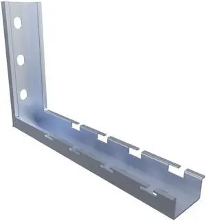 NavePoint 1  1/14" Electro Zinc Plated Wire Mesh Cable Tray L-Shaped Wall Bracket - 2 pack