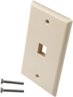 NavePoint Snap-In Keystone Jack Flush Mount Wall Plate, ABS, 1-Port, Ivory, 10-Pack